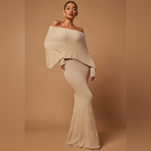 Fashion Nova Taupe Ribbed Knit Dress - Picture 7 of 11